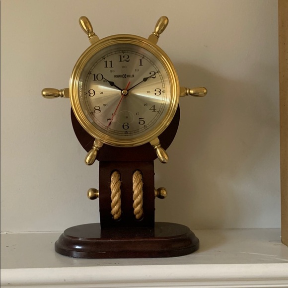 Howard Miller Gold‎ and Brown Nautical Art Clock with Ship's Wheel Design - Picture 1 of 9